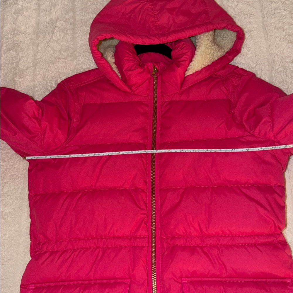 New J. Crew Pink Sherpa Hooded Puffer Jacket - Picture 5 of 9